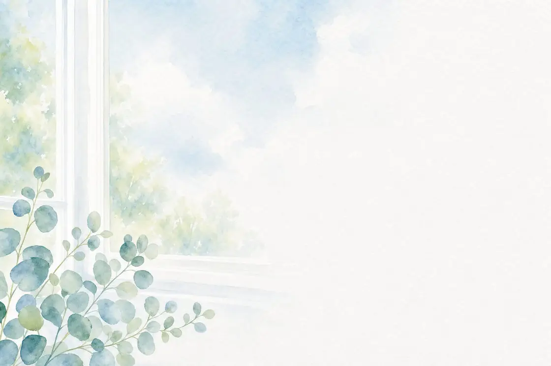 Soft watercolor wash of a morning sky in pale azure and green