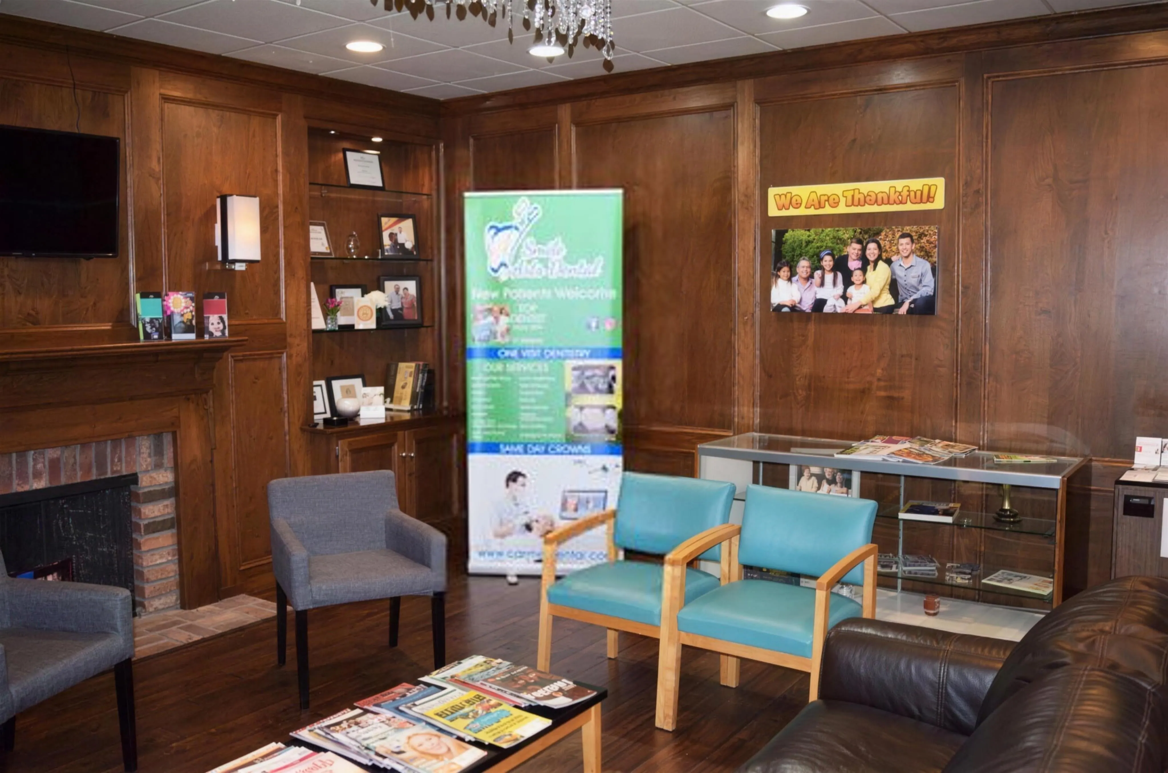 The waiting room at Smile Arts Dental in Carmel